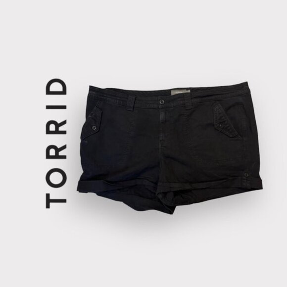 Women’s Torrid Black 3.5 Inch Military Stretch Twill Mid-Rise Short 24R - Picture 2 of 10